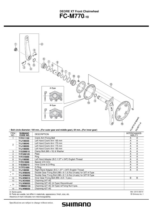SHIMANO PREDNJI LANČANIK FC-M770-10 42T AE
