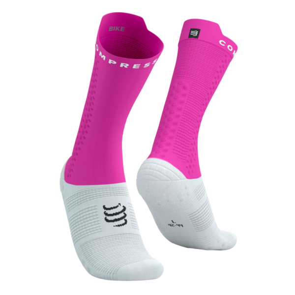 Čarape Compressport PRS V4.0 Bike White/Neon Pink